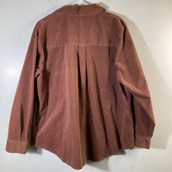 Womens Denim & Co Corduroy Shacket Jacket Brown XL Cotton Spandex - Picture 2 of 7